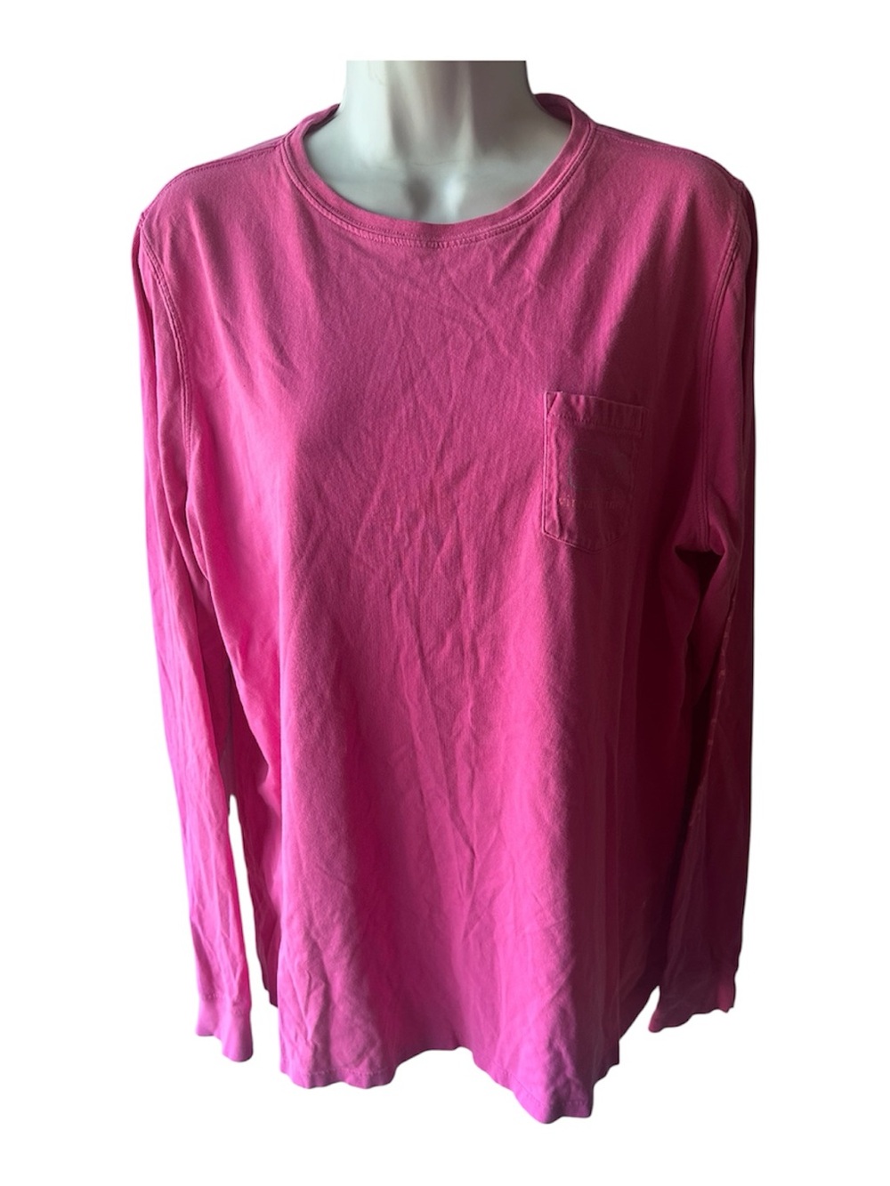 Vineyard Vines Classic Pink Garment Dyed Pocket Tee Long Sleeve Shirt XL Style